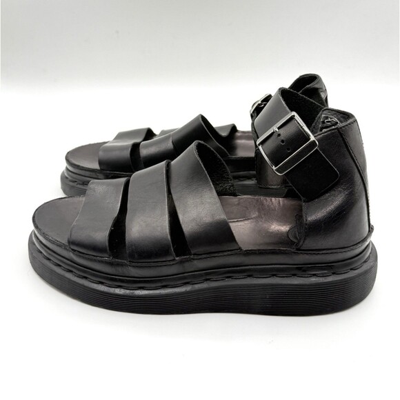 Dr Martens Clarissa Heavy Black Leather Sandals Size 7 US 5 UK 38 EU Doc Goth - Picture 2 of 6